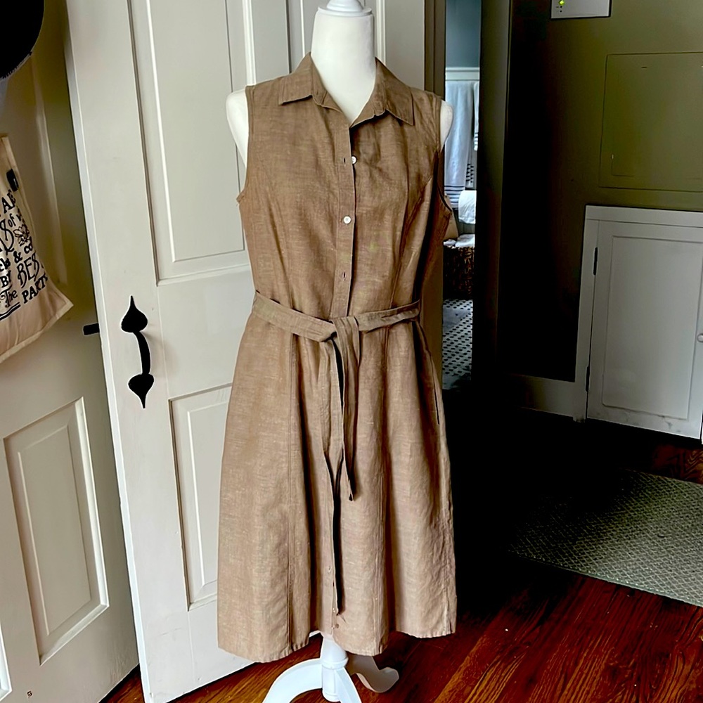 Lands End Linen blend shirt dress. Size 8.